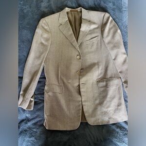 Beige Crossover Linel Wool and Silk Jacket